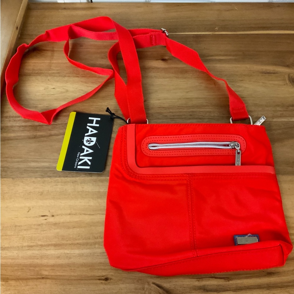 Hadaki Kikon Crossbody Bag Satchel Purse Red Tote Zipper Front NWT